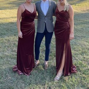 REVELRY Rory Velvet Bridesmaid Dress- Terracotta